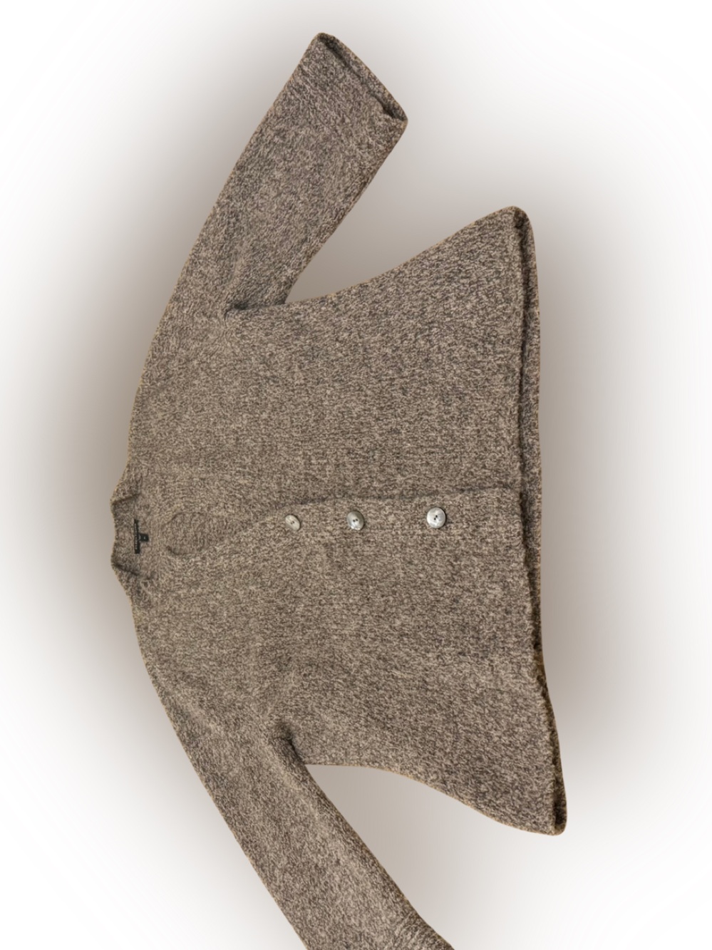 Eileen Fisher Alpaca Wool Blend Cardigan Sweater Heather Gray 3/4 Sleeve XL